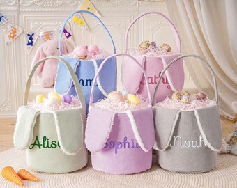 Personalized Corduroy Easter Basket,Embroidered Easter Bunny Basket,Kids Bunny Basket with Name,Easter Egg Hunt Basket,Easter Gift for Kid