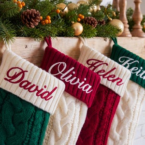 Calcetines navideños de punto bordados 2026, regalos de Navidad, calcetines familiares personalizados con nombres, decoración navideña