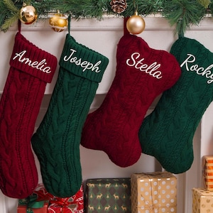Gepersonaliseerde kerstsokken 2026, aangepaste familiesokken met naam, geborduurde kousen, kerstcadeaus, gebreide kous, decoratie voor feestdagen afbeelding 4