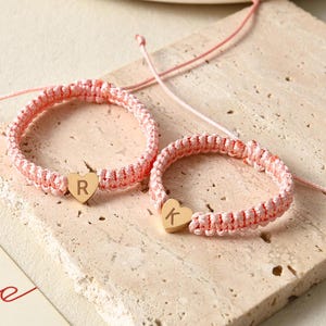 Matching Engraved Bracelets for Couple,Set of 2 Custom Initial Bracelets for Friendships,Bracelets for Him/Her,Anniversary Gift,Best Friend