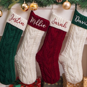 Gepersonaliseerde kerstsokken 2026, aangepaste familiesokken met naam, geborduurde kousen, kerstcadeaus, gebreide kous, decoratie voor feestdagen afbeelding 8