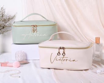 Neceser personalizado, Regalos de Navidad para ella, Neceser de viaje bordado, Neceser de piel personalizado, Neceser de regalo para damas de honor