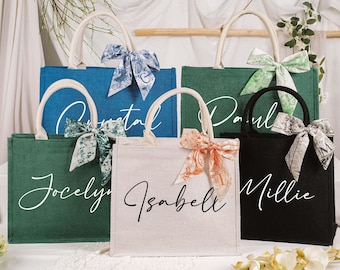 Monogram Beach Tote Bag,Custom Bridesmaid Tote Bags,Jute Beach Tote,Bridesmaid Bag with Name Scarf,Bachelorette Party,Valentine’s Day gift