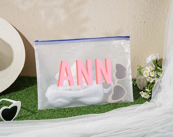 Custom Bridesmaid Pool Bag,Shadow Monogram Beach Pouch,Personalized Summer Pool Bag,Bridesmaid Gift Bag,Bachelorette Bridal Party Favor