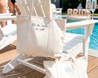Personalized Embroidered Tote Bag, Canvas Tote with Zipper, Beach Bag, Bridesmaid Gift