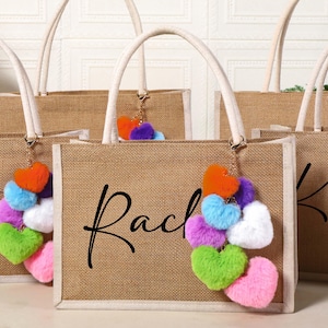 Personalized Bridesmaid Burlap Bags, Custom Bridesmaid Gift Tote Bags, Jute Beach Bag, Bachelorette Party Bag, Bridesmaid Proposal Gift