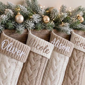Personalized Embroidered Christmas Stockings, Custom Family Stockings 2026, Christmas Gifts, Knitted Stocking, Holiday Decor