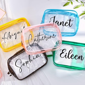 Personalized Makeup Bag, Clear Makeup Bag, Bridesmaid Gift, Cosmetic Bag, Beach Bag, Travel Pouch, Bachelorette Party, Bridal Party Gift