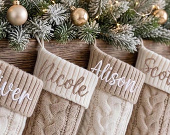 Personalized Embroidered Christmas Stockings, Custom Family Stockings 2026, Christmas Gifts, Knitted Stocking, Holiday Decor