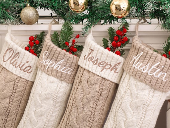 Personalized Christmas Stockings 2026,Custom Family Stockings with Name,Embroidered Stockings,Christmas Gifts,Knitted Stocking,Holiday Decor