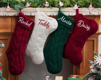Personalized Family Christmas Stockings, Christmas Gifts, Custom Stockings with Names, Embroidered Stockings,Knitted Stockings,Holiday Decor