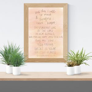 LAMENTATIONS 3:21-23 - Wall Art - Digital Download - Bible Verse Printable - Scripture Print - Christian Decor - Hope - Mercy - Faithfulness