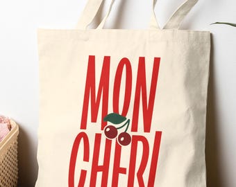 Mon Cheri Cherry Canvas Tote Bag