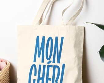 Blue Cotton canvas tote bag Mon Chéri