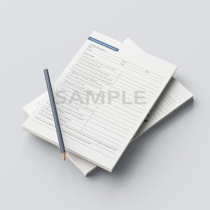 May include: A stack of white paper forms with blue headings and lined sections for writing. The forms are titled "Course Information and Evaluation Form".