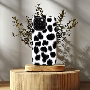 Black and White Cow Print Phone Case - Trendy Furry Texture Design - Unique Animal Pattern Case for iPhone and Android Users
