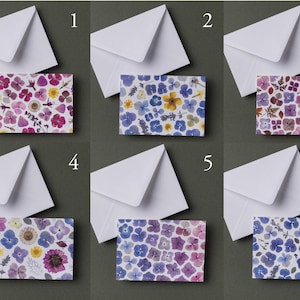 Surtido de tarjetas de felicitación (x6), flores prensadas