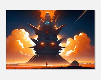 Alien Mothership Invasion Aluminium Print - 70s Sci-Fi Inspired Wall Art - Vibrant & Durable Decor