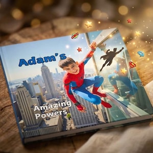 Personalized Superhero Book for Kids, Custom Name Book with Child Photo, Birthday Gift for Boys or Girls, AI book Hardcover and Digital