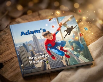 Personalized Superhero Book for Kids, Custom Name Book with Child Photo, Birthday Gift for Boys or Girls, AI book Hardcover and Digital