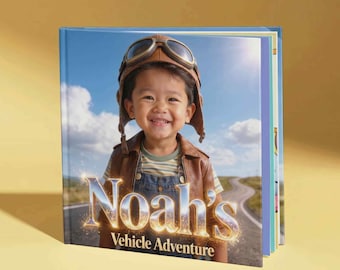 Personalized Kids Vehicle Book with Child’s Photo and Name – Gift for Grandchild Birthday