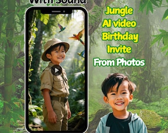 Personalized Jungle Birthday Invite, Wild One Birthday Video Invitation