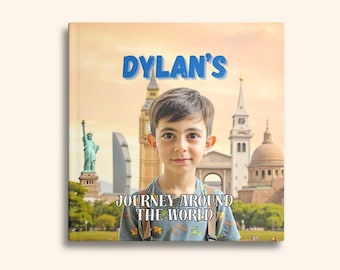 Personalized children&#39;s Book with name World Journey book gift for kids birthday unique gift for kids custom photo book ai photos