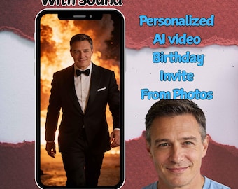 Personalized Birthday Video Invitation: Custom James Bond Animated Invite