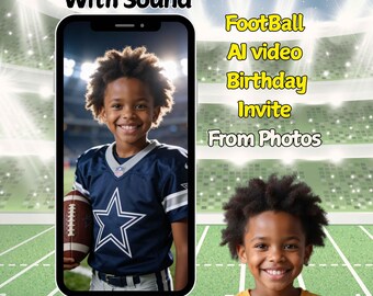 Football Birthday Video Invitation, Personalized AI Animation From Photos (Digital Video)