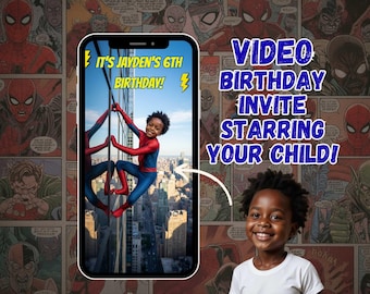 Spiderman Birthday Video Invitation | super hero Animated Invite Video, Birthday evite AI video