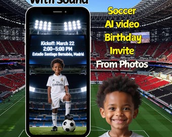 Soccer Birthday Video Invitation, world cup AI Animated football Invite (Digital Video)