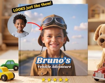 Personalized Kids Vehicle Book with Child’s Photo and Name – Gift for Grandchild Birthday