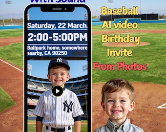 Birthday Video Invitation Baseball, AI Animated sports Invite (Digital Video)