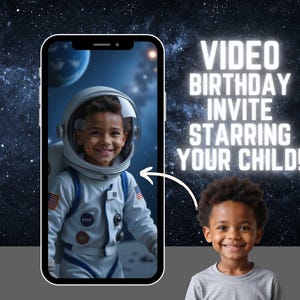 Personalized Astronaut Birthday Video Invitation: AI Animated Space Theme
