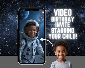 Personalized Astronaut Birthday Video Invitation: AI Animated Space Theme