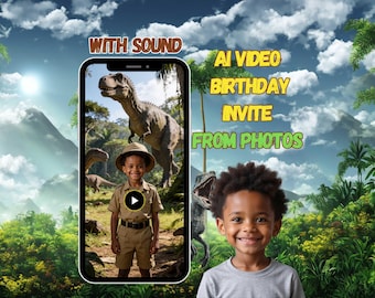 Dinosaur Birthday Video Invitation, AI Animated Jurassic world Invite (Digital Video)