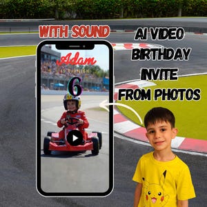 AI Race Car Birthday Video Invitation: Personalized Animated Invite