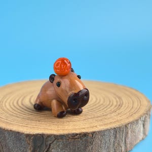 GLASS FIGURINES Capybara figurine Glass Capybara Miniature Capybara tiny Capybara Tiny glass animals Terrarium Dollhouse miniature