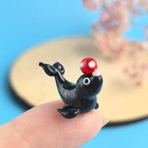 GLASS FIGURINES Tiny seal miniature glass animal figurine micro for terrarium decoration miniature animals Glass seal sculpture