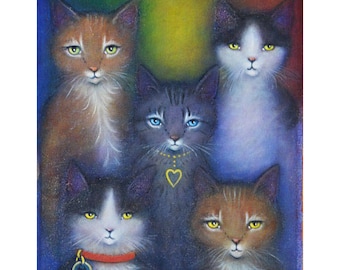 Rainbow Cats original oil painting by Heidi Shaulis