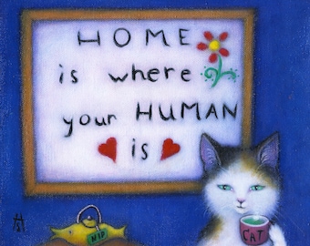 Calico Cat cards. Home is where your Human is. Set of 5