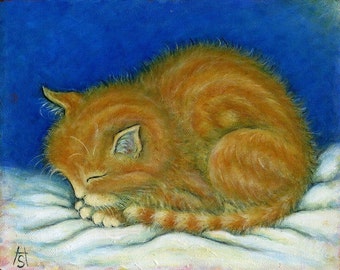 Tabby cat art print. Ginger Tabby Kitten