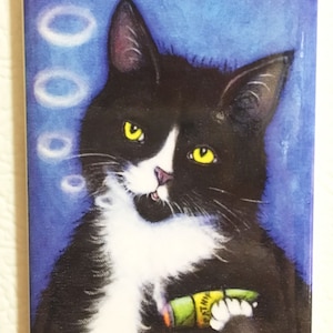 Catnip Cigar 2x3 Tuxedo Cat Refrigerator Magnet