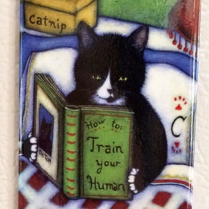 How to Train your Human 2x3 Tuxedo Cat Refrigerator Magnet