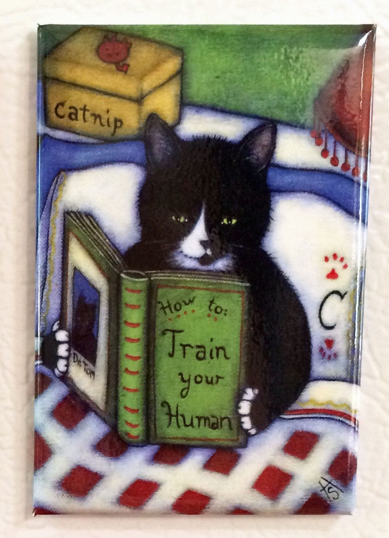 How to Train your Human 2x3 Tuxedo Cat Refrigerator Magnet image 1