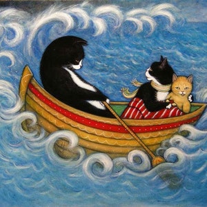 Tuxedo Cat Cards. The Rescue. Set of 5 image 1