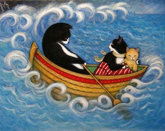 Tuxedo Cat Cards.  The Rescue. Set of 5