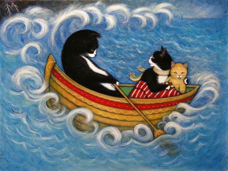 Tuxedo Cat Cards. The Rescue. Set of 5 image 1