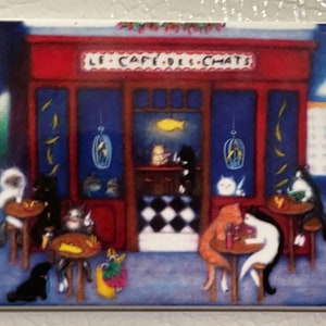 Le Cafe des Chats 2x3 Cat Refrigerator Magnet image 1