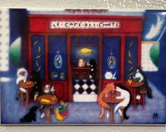 Le Cafe des Chats 2x3 Cat Refrigerator Magnet